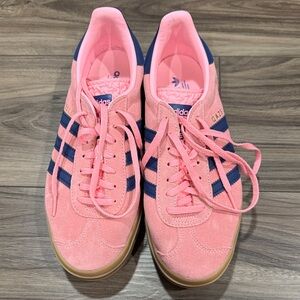 adidas Pink Gazelle Sneakers with Navy Stripes